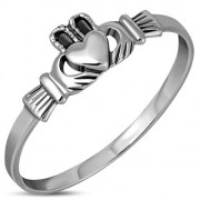 Thin Celtic Claddagh Ring, 925 Sterling Silver, rp671